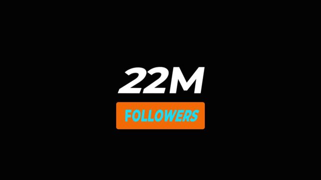 Thank you 22 M followers. 22 Million followers realistic sign on the brick wall animation.