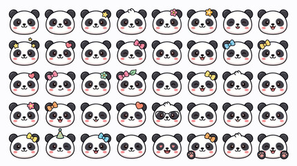 Cute panda faces collection © String