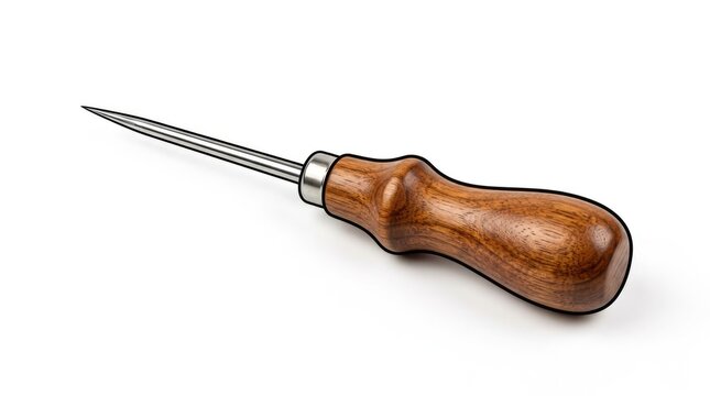 Scratch Awl Tool with Wooden Handle Stock Photo