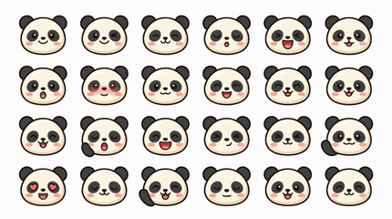 Cute panda faces expressing emotions © String