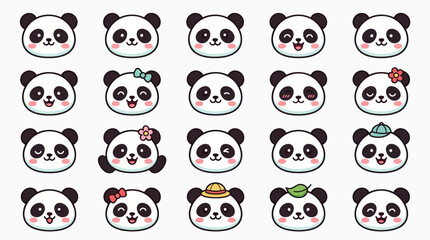 Cute panda faces expressing emotions © String