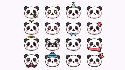 Cute panda faces expressing various emotions © String