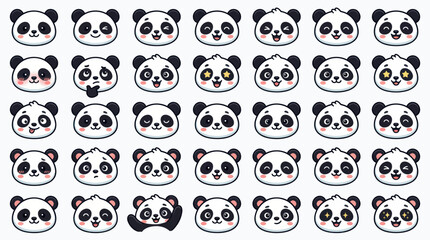 Cute panda faces expressing various emotions © String