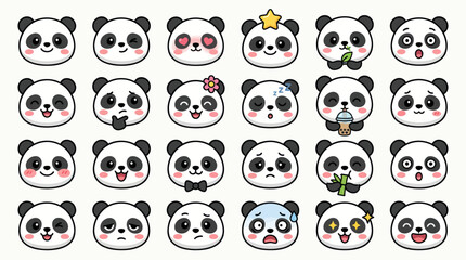 Cute panda faces with various emotions © String