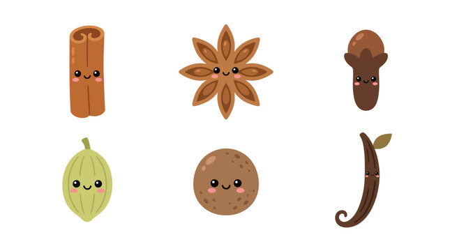 Cute spices with faces
