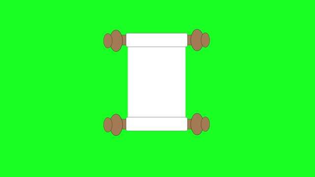 Animated vertical old parchment scroll unrolling and rolling up on a green screen. Ideal for ancient documents or announcements
