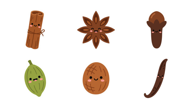 Cute spices collection vector art