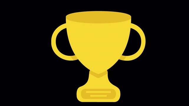 2D Hand Drawn Gold Trophy Cup Award 2D Animation Asset with Transparent Background