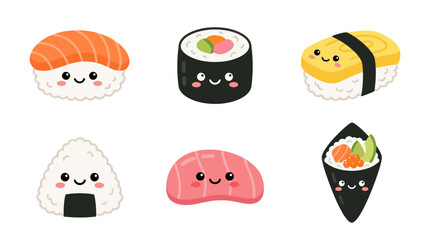Cute sushi characters set © Oktav