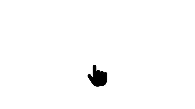 Black hand cursor clicking animation on white background, for ui and, web pointer