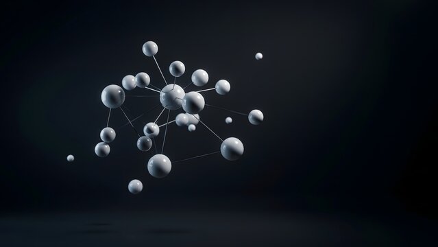 Abstract business network made of white spheres and silver lines 3d &ndash; Ideal for team collaboration, communication systems, or organizational structures