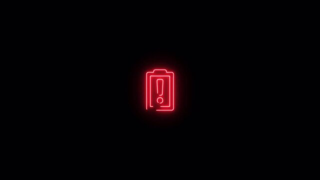 Neon glowing battery low icon blinking animation
