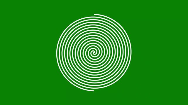 Seamless looping spiral vortex optical illusion on green screen background