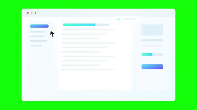 Interactive Web Interface Browser Mockup Featuring Smooth Cursor Navigation Motion