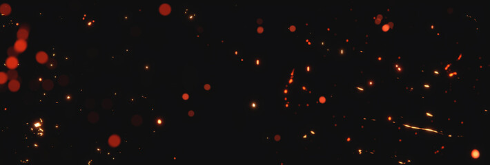 Obraz premium 3D rendering of blurred red and yellow glowing sparks from neon lights