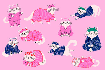 Playful Felines Wearing Colorful Sleepwea © Dmytro