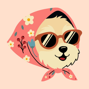 Fashionable Fluffy Dog Portrait with Retro Accessories