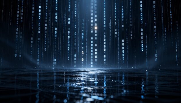 Digital Binary Code Data Stream Abstract Background