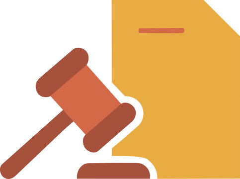 Gavel and legal document flat vector icon