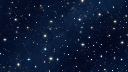 Fototapeta premium 짙은 남색 밤하늘 위로 무수히 많은 은빛 별들이 반짝이는 우주 야경 풍경 / Cosmic night view scenery with countless silver stars twinkling over a dark navy night sky