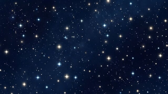 짙은 남색 밤하늘 위로 무수히 많은 은빛 별들이 반짝이는 우주 야경 풍경 / Cosmic night view scenery with countless silver stars twinkling over a dark navy night sky