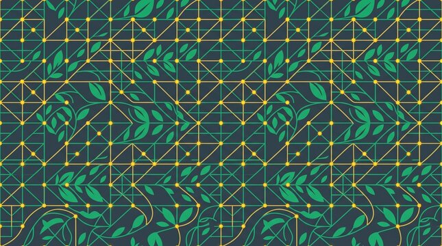 Solar Cell Matrix and Crop Row Grid Abstract Seamless Vector Pattern