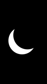 Minimal moon silhouette rising sleep letters simple nighttime and rest dark screen. Ideal for meditation bedtime reminders, insomnia topics, quiet , dream animations, health presentations, peaceful