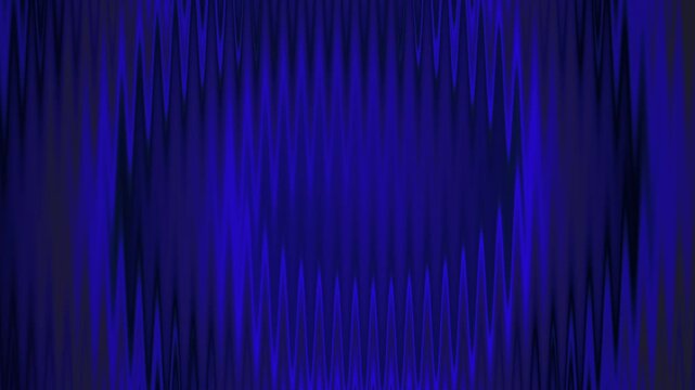 Abstract blue sound wave audio frequency vertical equalizer background loop. Dark royal blue zigzag distorted digital wave motion video loop. Modern neon blue abstract pattern animation.