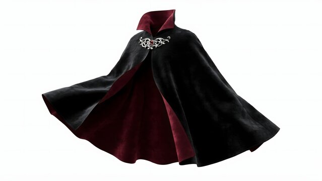 Black and red vampire cape isolated. Gothic cloak for Halloween costume party.