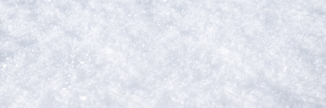 Wide christmas winter background with snow. Panorama in festive winter design for christmas and new year.