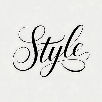 Elegant cursive word style in black ink isolated on white background