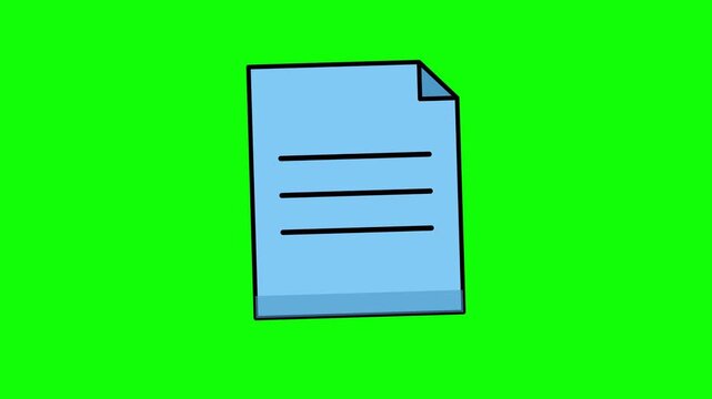 Emerald Green Screen Chroma Key Document Paper Icon Animation Transition Overlay Element 4K Video Footage