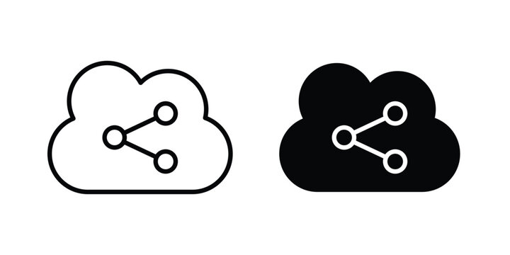 Cloud share icon solid symbol collection