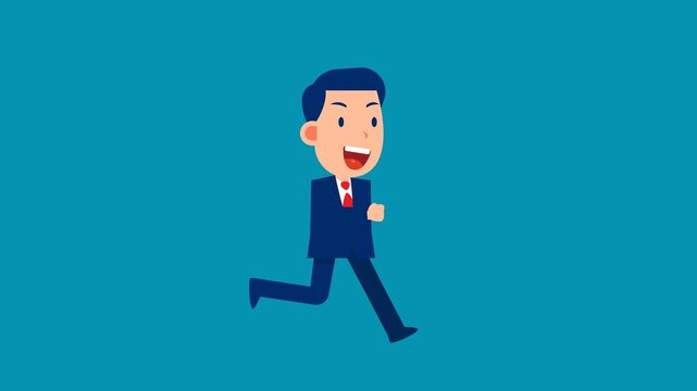 Man character walking animation. Businessman run, a step by step cycle of pictures. Vector illustration