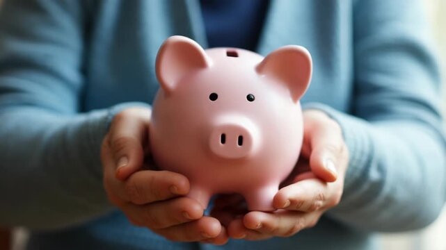 The Piggy Bank Held by Elderly Hands for Retirement Savings and Financial Security.