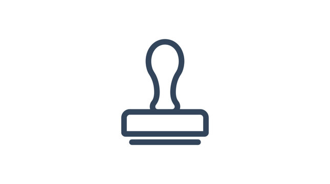 Minimalist outline icon of a rubber stamp for official document approval.