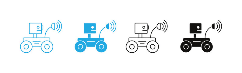 Mars Rover Icon Vector  Set featuring Space Exploration Robot, Planetary Lunar Rover, Autonomous Reconnaissance Vehicle, Remote Controlled Probe, Scientific Lander, and Cosmic Discovery Technology . © Nabila