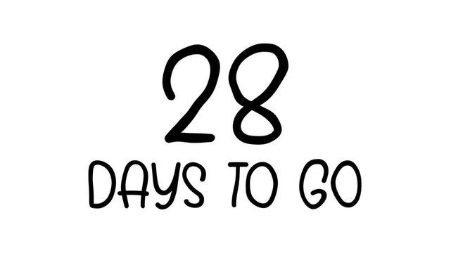 28 days to go Hand Drawn Scribble Text Effect