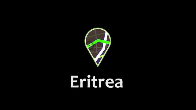 Eritrea Map Road Direction Location Pin Icon Animation Map Road Direction Icon Animation.