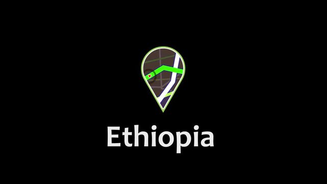 Ethiopia Map Road Direction Location Pin Icon Animation Map Road Direction Icon Animation.