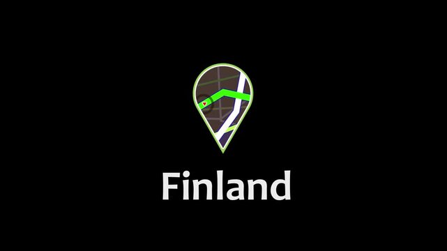 Finland Map Road Direction Location Pin Icon Animation Map Road Direction Icon Animation.