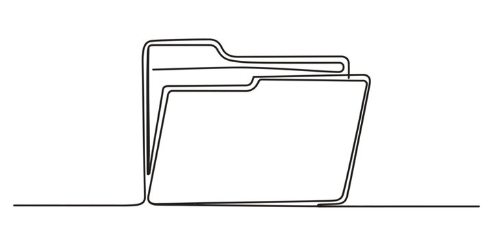 Single continuous line drawing of an office document folder for file storage
