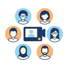Fototapeta premium Diverse Group of People Participating in a Remote Online Video Conference Meeting