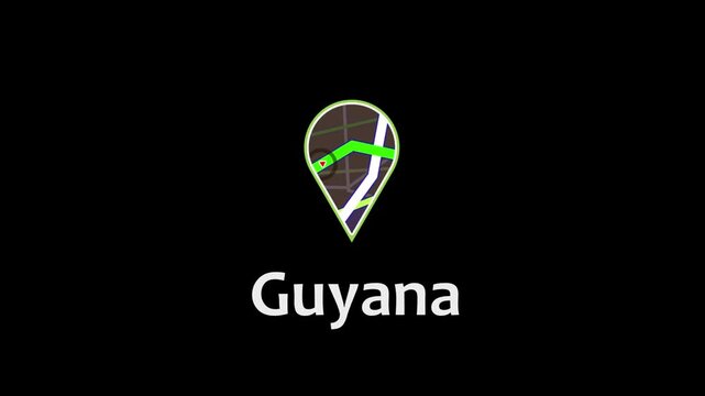 Guyana Map Road Direction Location Pin Icon Animation Map Road Direction Icon Animation.