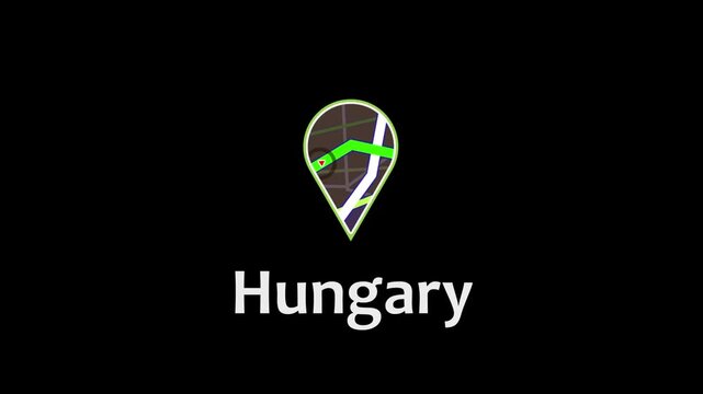 Hungary Map Road Direction Location Pin Icon Animation Map Road Direction Icon Animation.
