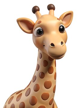 Cute cartoon giraffe with big eyes