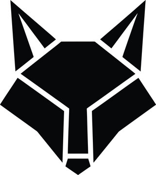 Silhouette vector minimalist geometric wolf head icon for logo identity design