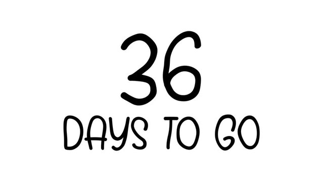 36 days to go Hand Drawn Scribble Text Effect