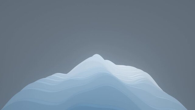 Smooth blue topographic terrain floating gracefully in a clean gray studio environment in a minimal 3D animation loop for tech presentations