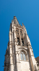 Obraz premium Low angle view of the Gothic tower of Burgos Cathedral, Spain